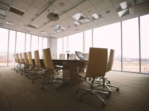 A large office space created using a full height glass partition sytem.