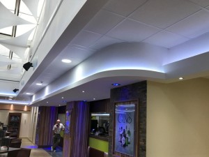 A curved ceiling and pelmet, part of a interior refurbishment project.
